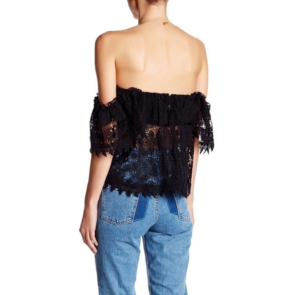 Tularosa Off Shoulder Lace Black Top XS - Picture 2 of 4